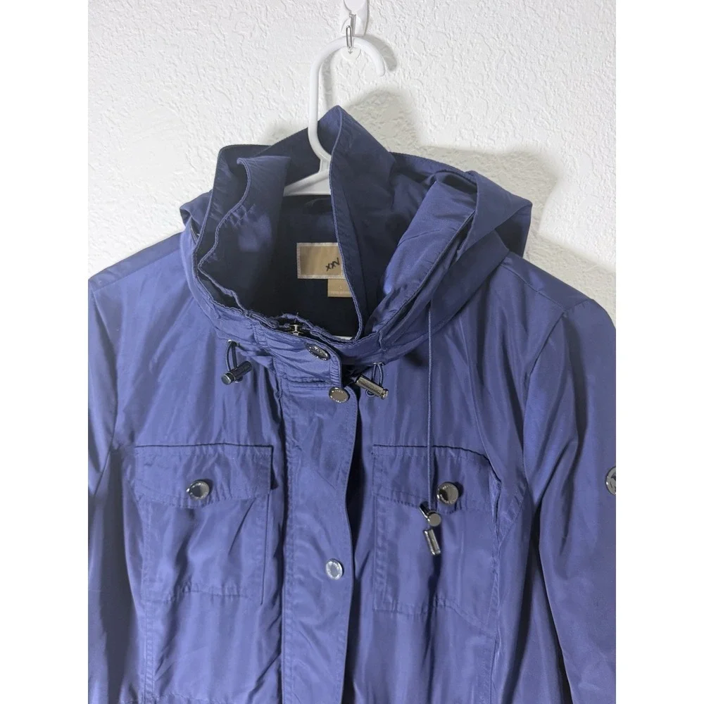 Michael Kors Hooded Utility Anorak Rain Jacket Navy Blue Women's Large